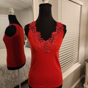 Chic Red Lace Women's Tank Top